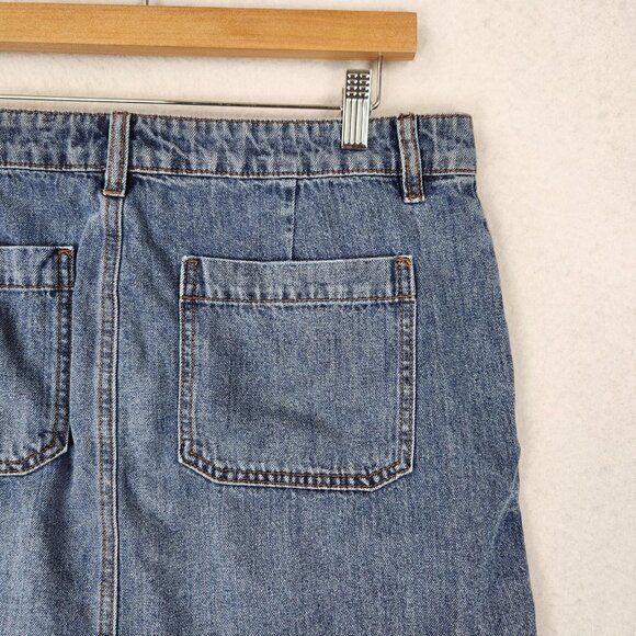 KUT From The Kloth Skirt Womens 8 Blue Denim Raw Hem Distressed Hemp Blend - Picture 7 of 11